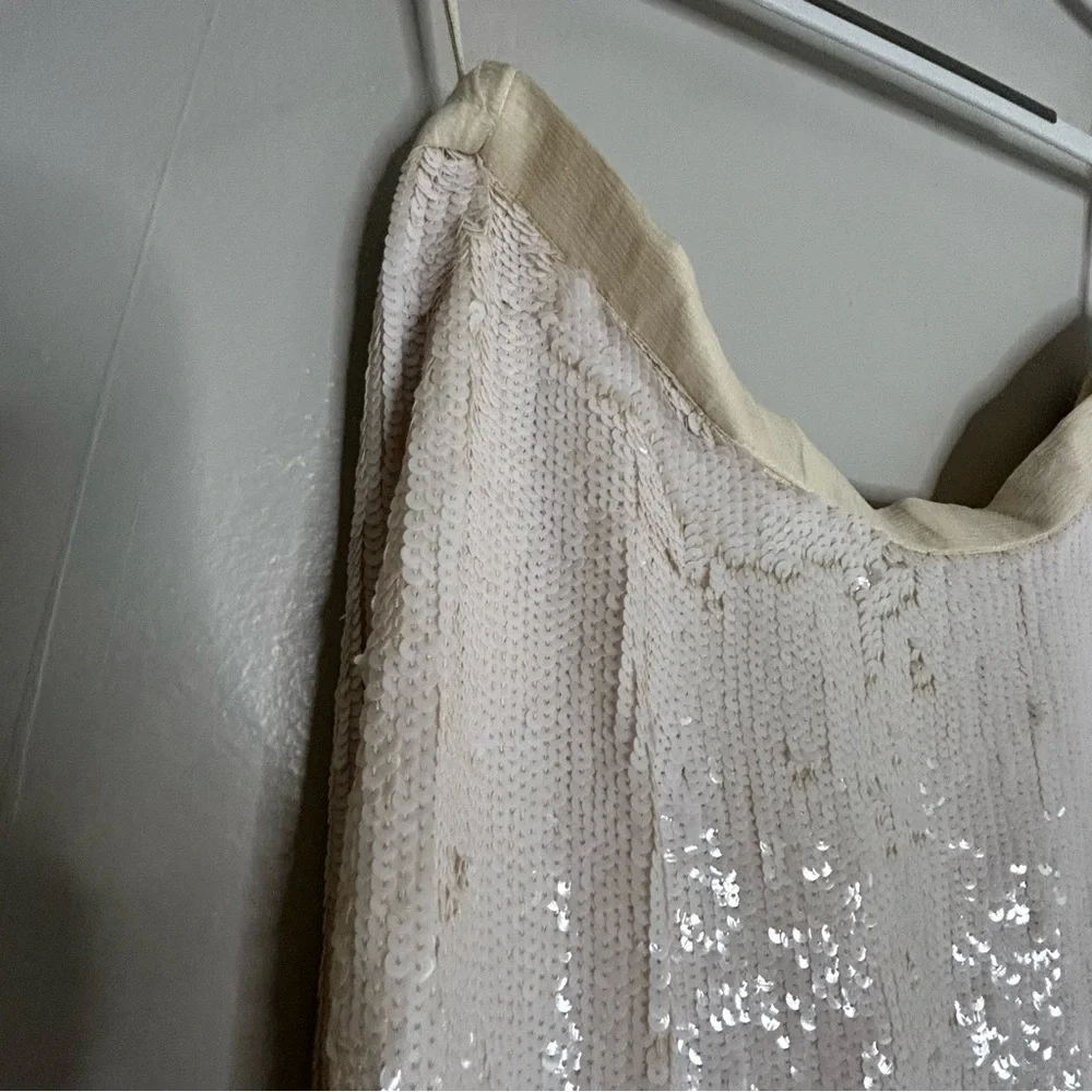 VINTAGE MONDI 1980s white sequin bomber jacket and pencil skirt silk large